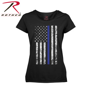 Women's Thin Blue Line Flag Long Length T-Shirt