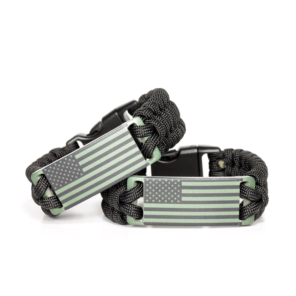 OD Green Anodized American Flag Paracord Wristband