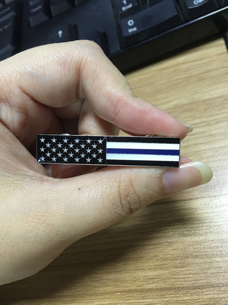 Thin Blue Line American Flag Citation Bar Lapel Pin