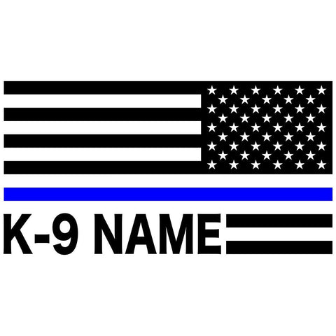 Thin Blue Line American Flag Custom K-9 Decal Reversed